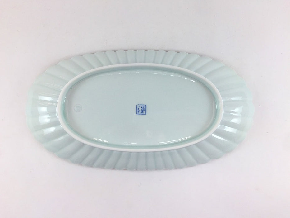 菊型楕円皿　(芙蓉手/松竹梅)　24cm　有田焼(j.R)