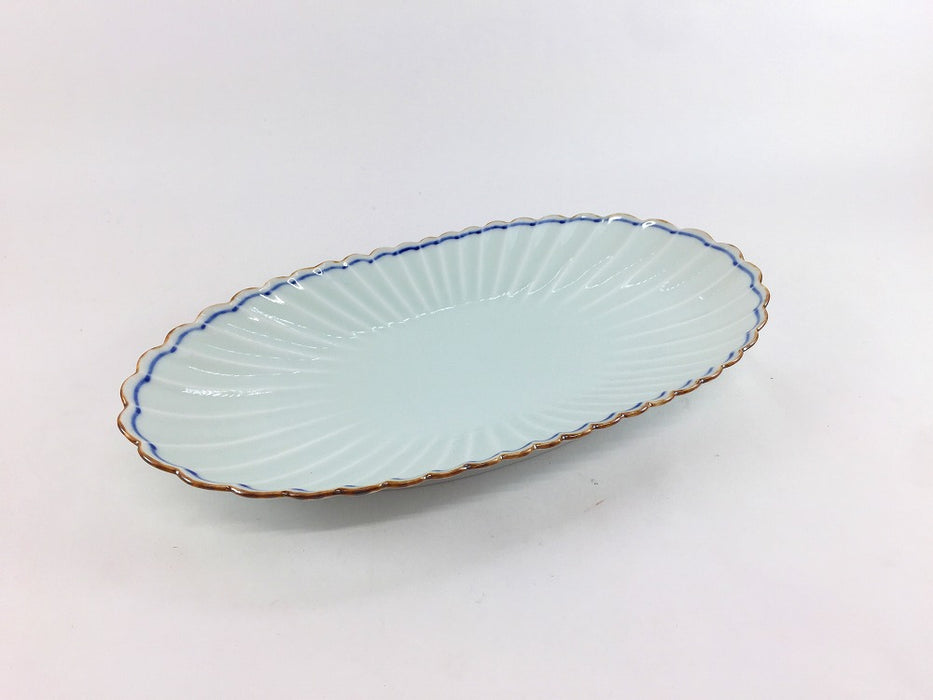 菊型楕円皿　渕サビゴス線　24cm　有田焼(j.R)