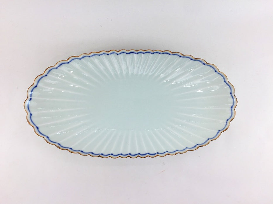 菊型楕円皿　渕サビゴス線　24cm　有田焼(j.R)