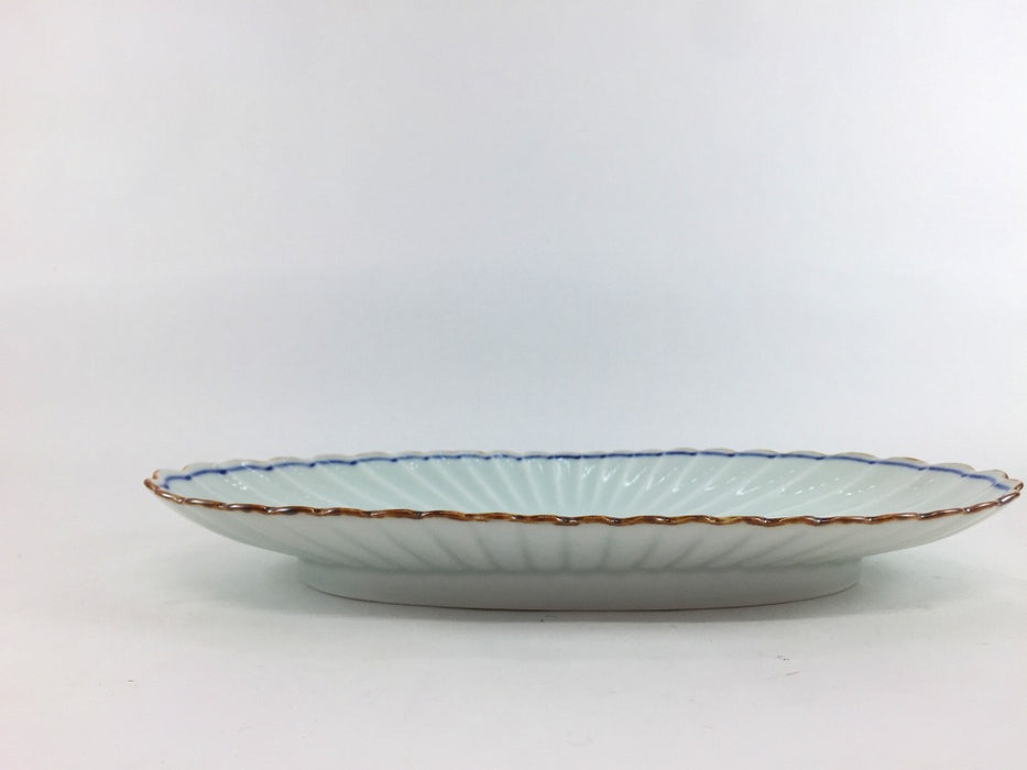 菊型楕円皿　渕サビゴス線　24cm　有田焼(j.R)