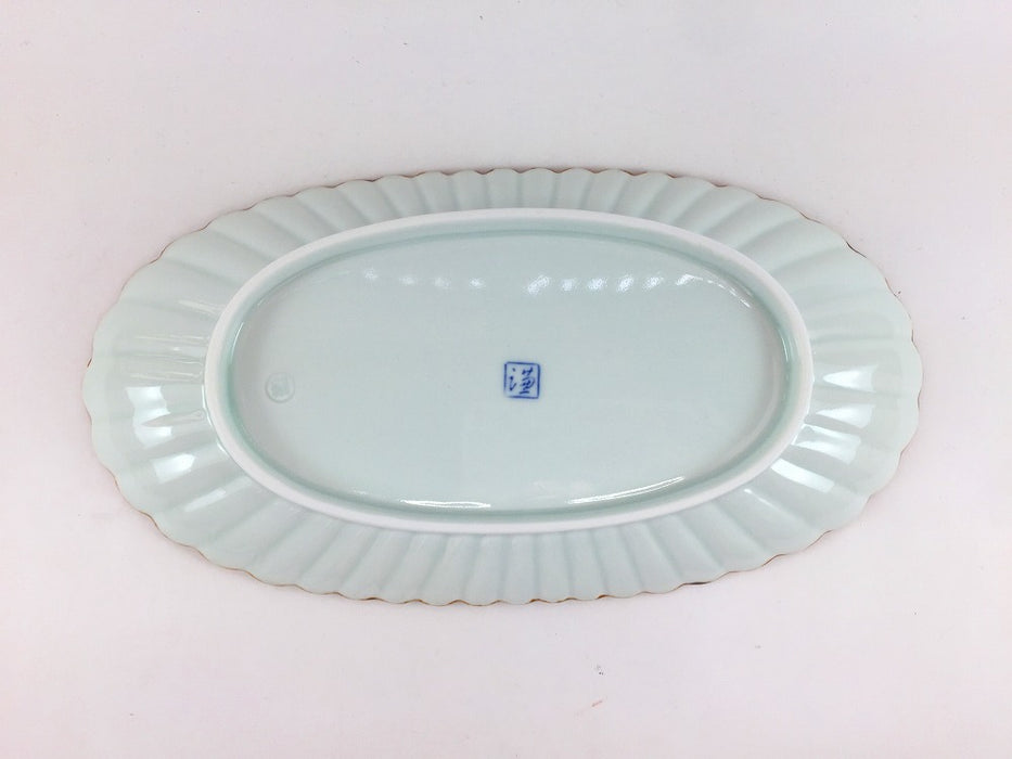 菊型楕円皿　渕サビゴス線　24cm　有田焼(j.R)
