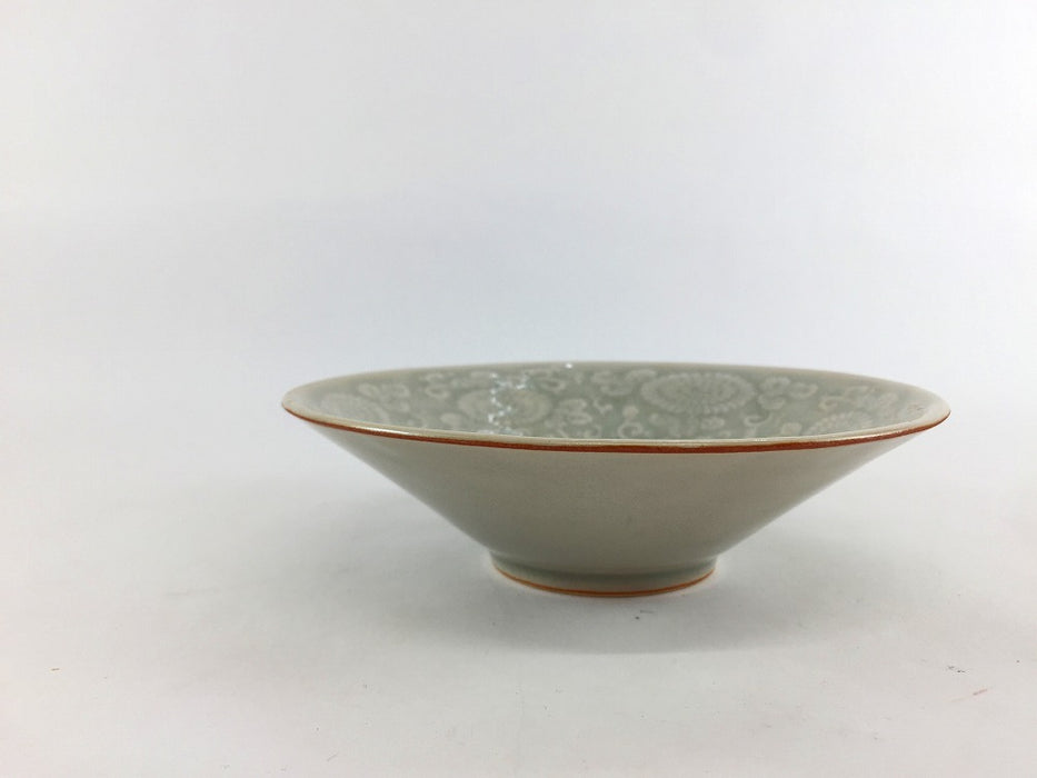 粟田貫入青磁　浮彫紋向付　14cm　有田焼　(j.R)