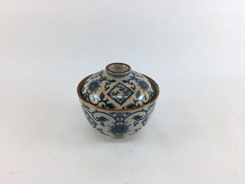 古染窓絵唐草紋　小蓋物　8cm　有田焼(j.R)