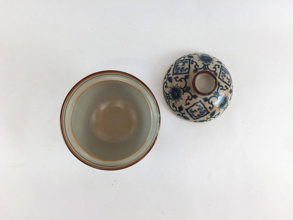 古染窓絵唐草紋　小蓋物　8cm　有田焼(j.R)