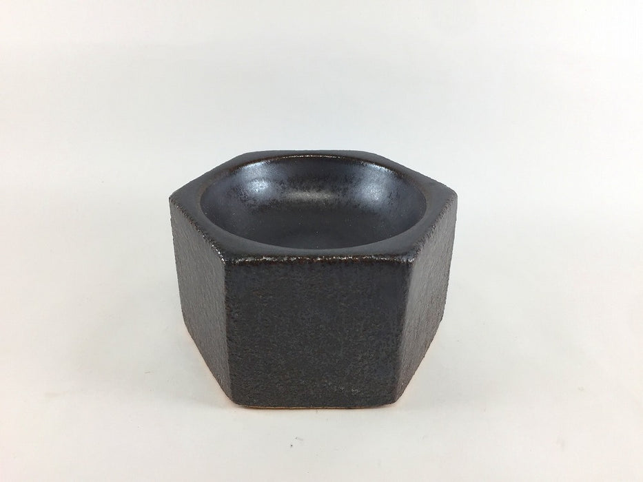 【直火対応】11cm六角石焼　(黒/茶黒)　有田焼(j.R)