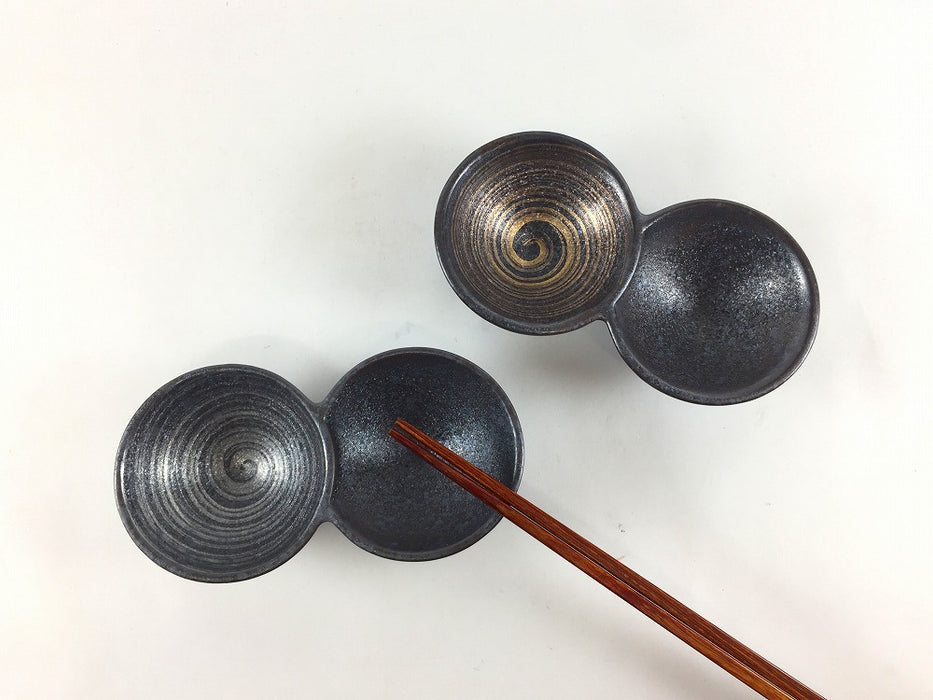 【仕切り皿】二品豆鉢　(金カスリ/銀カスリ)　11.5cm　有田焼(j.R)