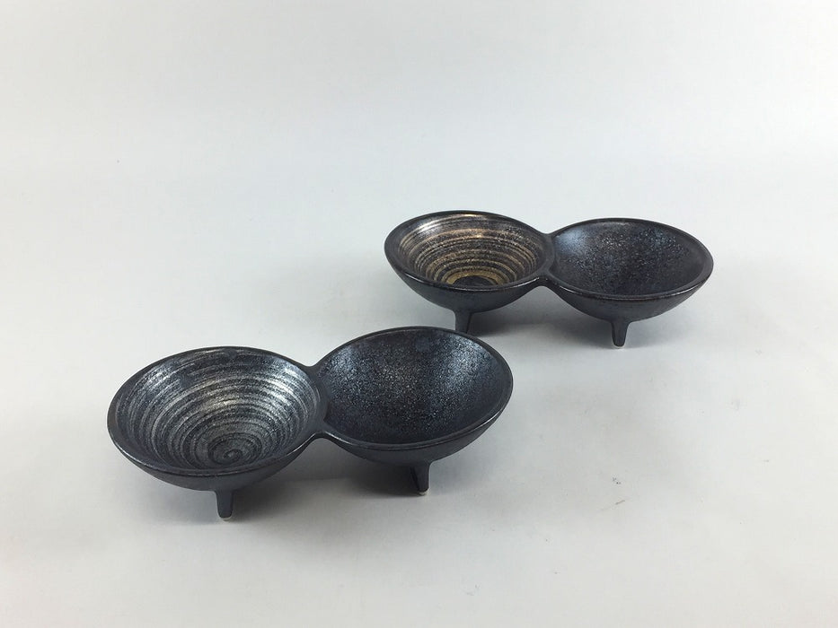 【仕切り皿】二品豆鉢　(金カスリ/銀カスリ)　11.5cm　有田焼(j.R)