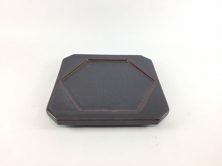 六角石焼用台皿　黒　13.5cm　有田焼(j.R)【耐熱陶土】【直火不可】