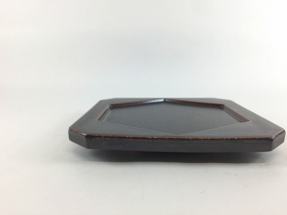 六角石焼用台皿　黒　13.5cm　有田焼(j.R)【耐熱陶土】【直火不可】