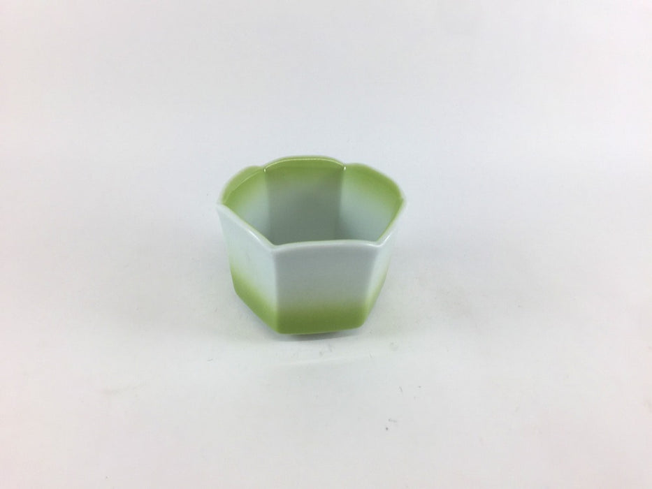 【SALE】六角花小鉢　緑吹き　7.5cm　波佐見焼【訳あり】