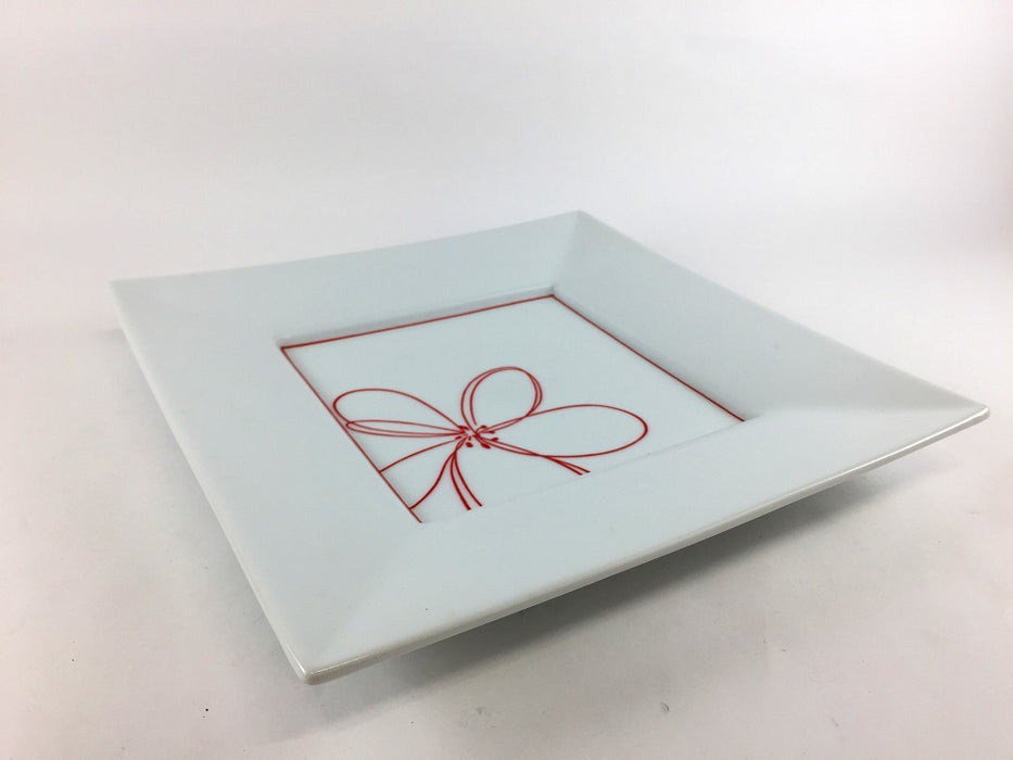 【SALE】赤ライン花215角皿　21.5cm　有田焼【訳あり】