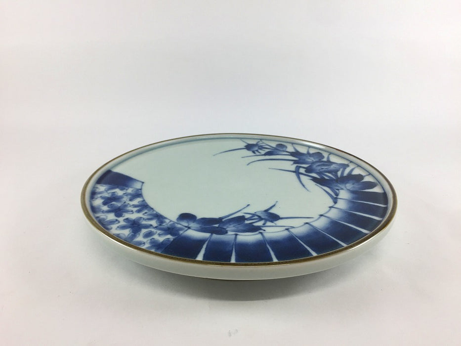 【SALE】新高台6寸皿　染付花絵　20cm　有田焼【訳あり】