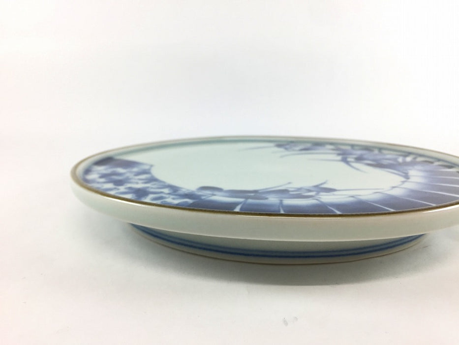 【SALE】新高台6寸皿　染付花絵　20cm　有田焼【訳あり】