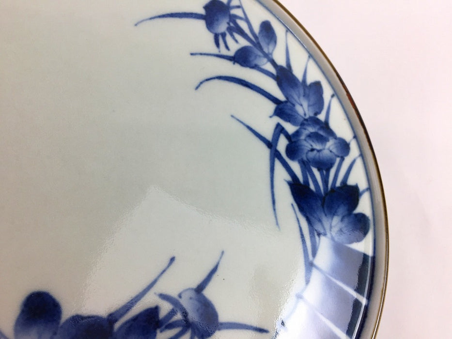 【SALE】新高台6寸皿　染付花絵　20cm　有田焼【訳あり】