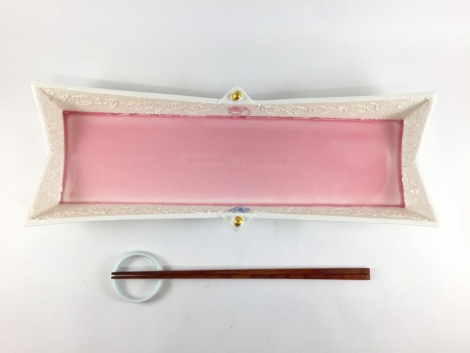 【SALE】蓮糸彩長角皿　35cm　有田焼【訳あり】