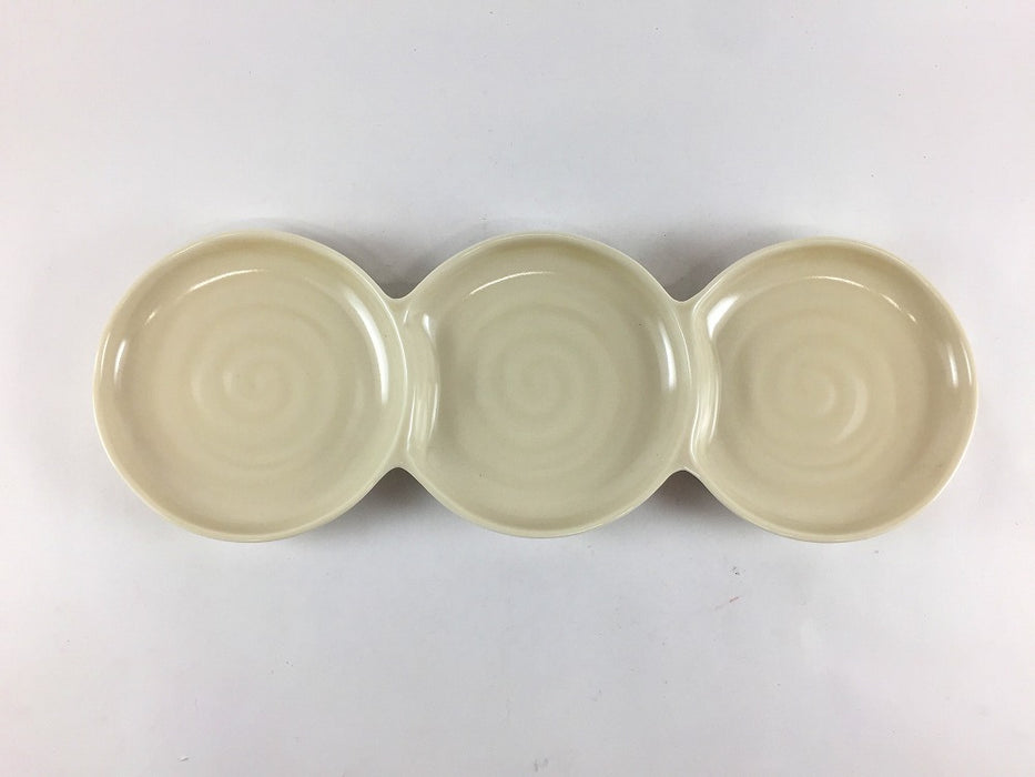 【SALE】ベージュ丸三品小皿　27cm　有田焼【訳あり】