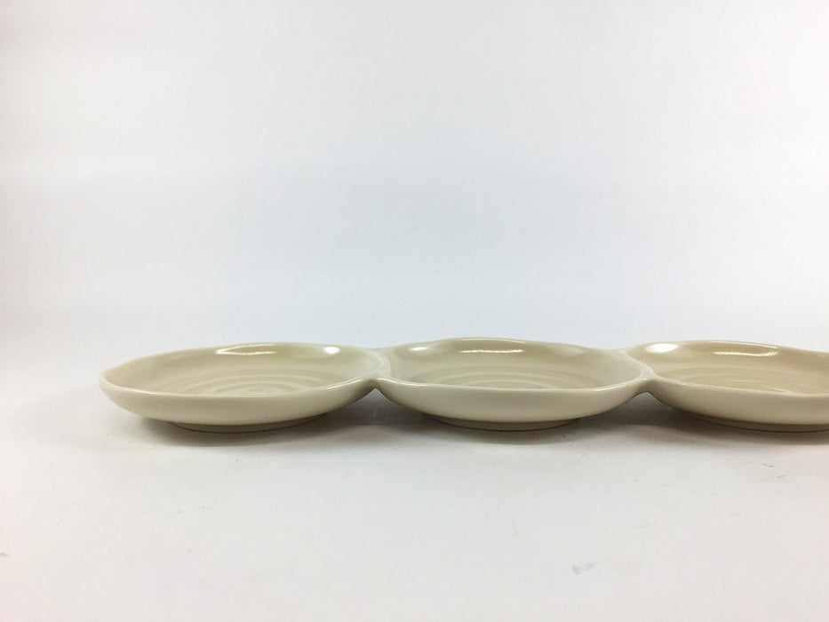 【SALE】ベージュ丸三品小皿　27cm　有田焼【訳あり】