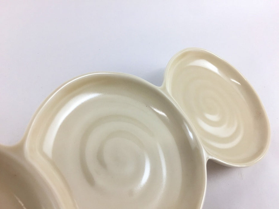 【SALE】ベージュ丸三品小皿　27cm　有田焼【訳あり】