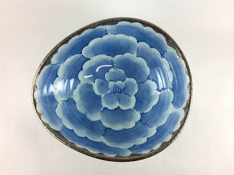 【SALE】プラチナ牡丹　貝足鉢(小)　22cm　有田焼【訳あり】