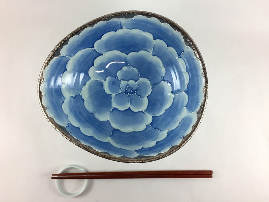 【SALE】プラチナ牡丹　貝足鉢(小)　22cm　有田焼【訳あり】