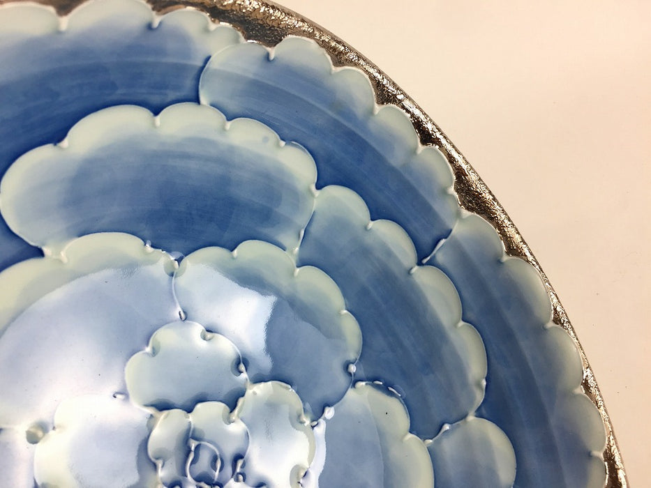 【SALE】プラチナ牡丹　貝足鉢(小)　22cm　有田焼【訳あり】