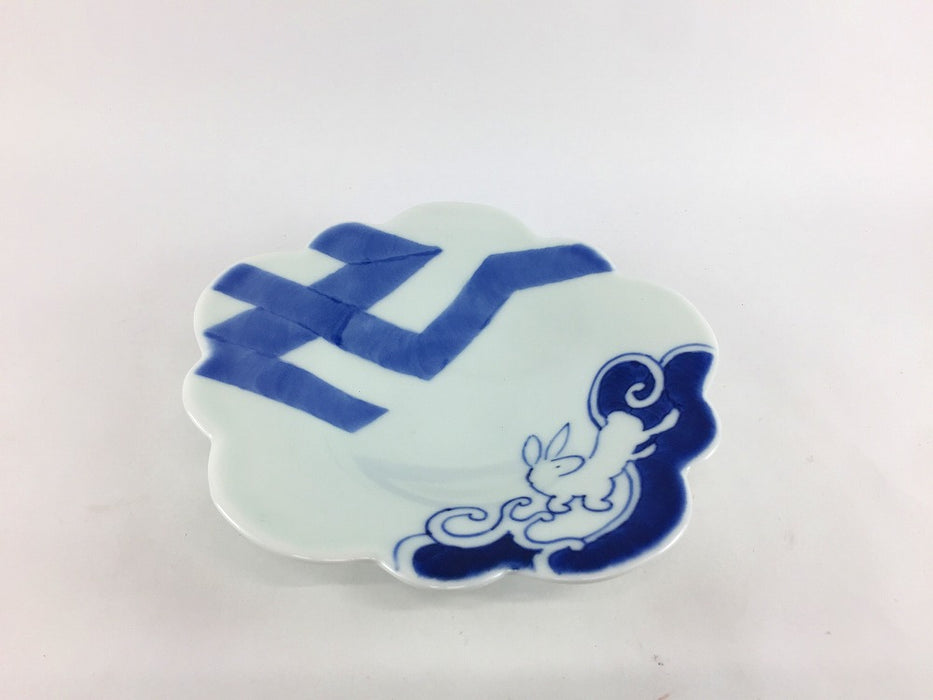 【SALE】江戸染うさぎ花皿　15cm　有田焼【訳あり】