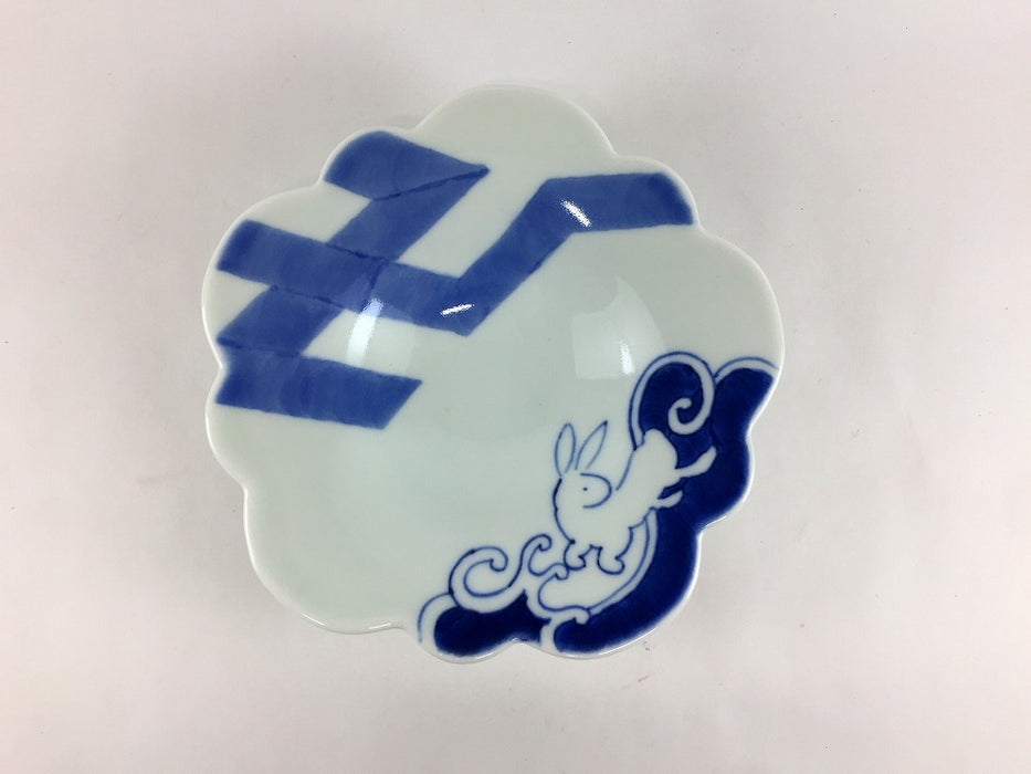 【SALE】江戸染うさぎ花皿　15cm　有田焼【訳あり】