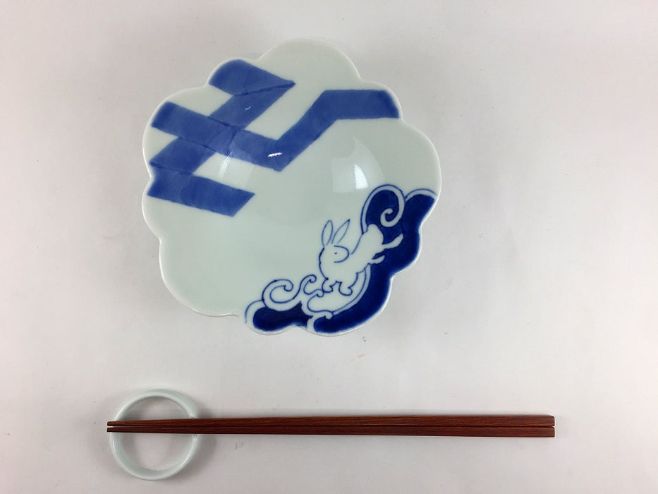 【SALE】江戸染うさぎ花皿　15cm　有田焼【訳あり】