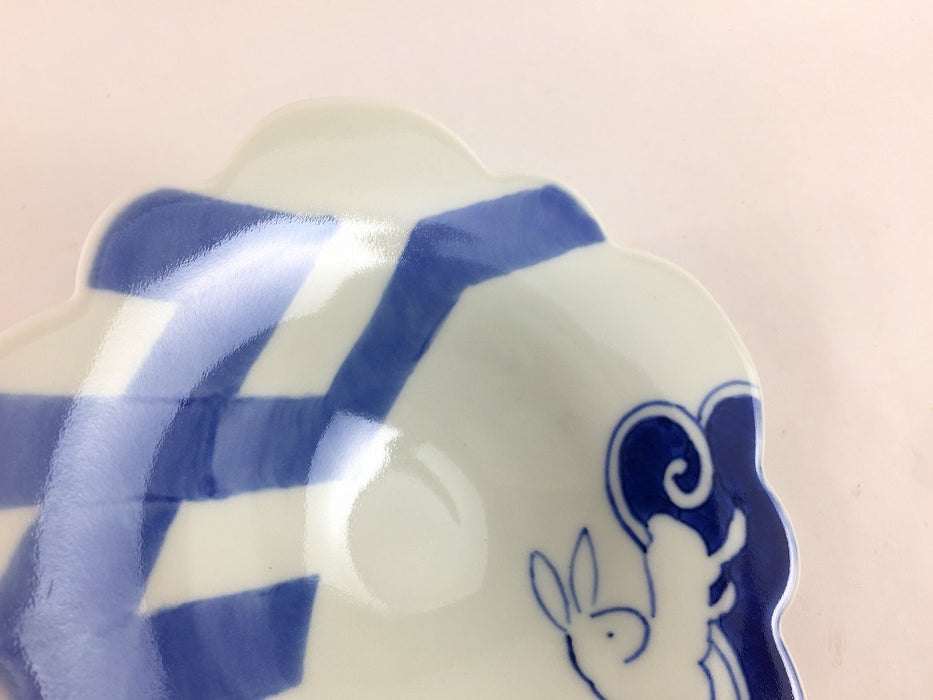 【SALE】江戸染うさぎ花皿　15cm　有田焼【訳あり】