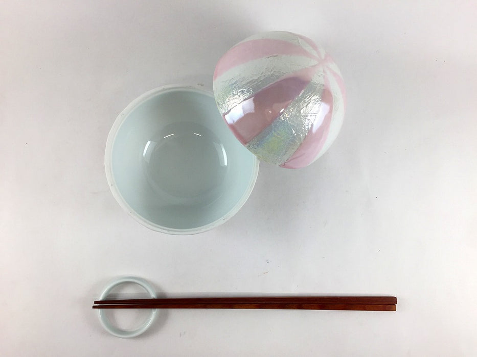 【SALE】ピンクパール丸蓋物　10.5cm　有田焼【訳あり】