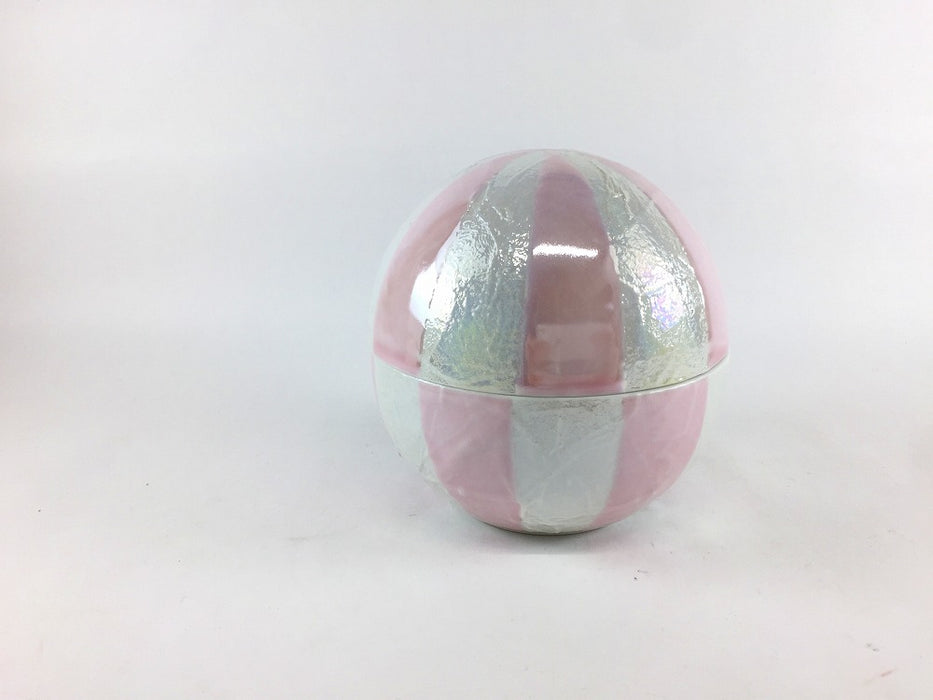 【SALE】ピンクパール丸蓋物　10.5cm　有田焼【訳あり】