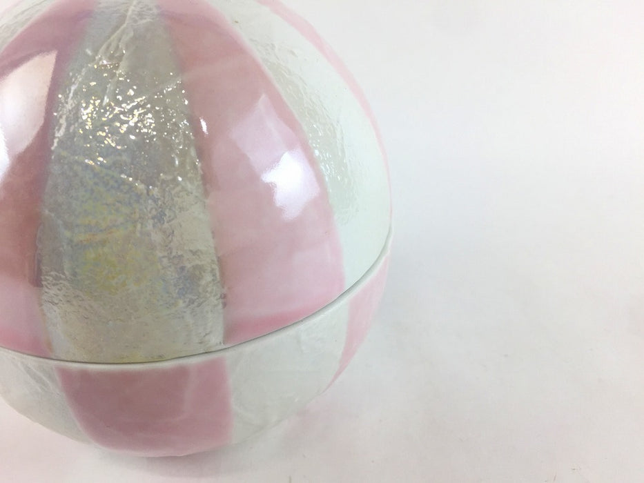 【SALE】ピンクパール丸蓋物　10.5cm　有田焼【訳あり】