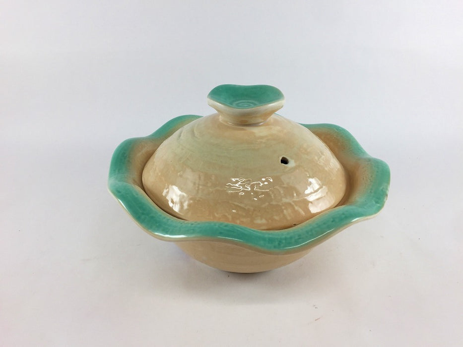 【SALE】花型小鍋　グリーン吹　17.5cm　有田焼【訳あり】