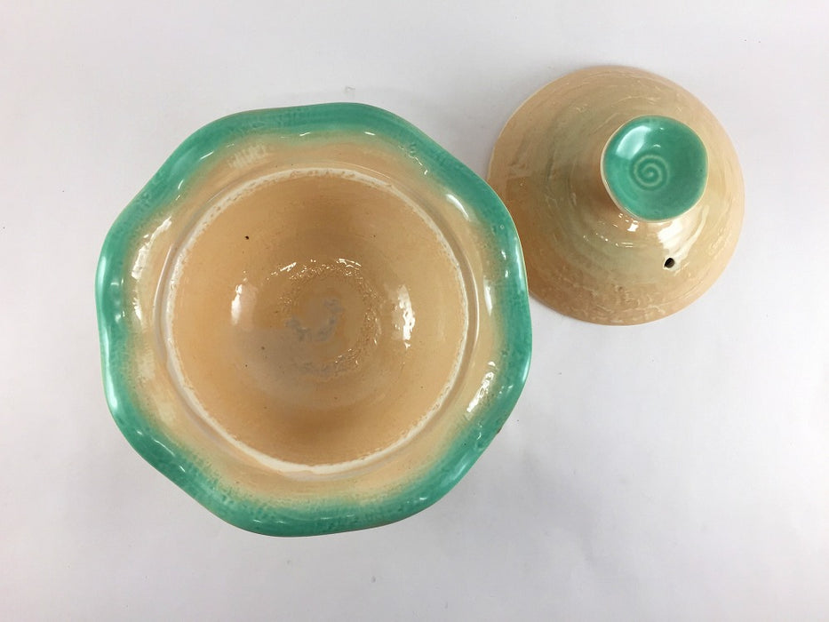 【SALE】花型小鍋　グリーン吹　17.5cm　有田焼【訳あり】