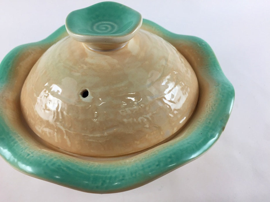 【SALE】花型小鍋　グリーン吹　17.5cm　有田焼【訳あり】