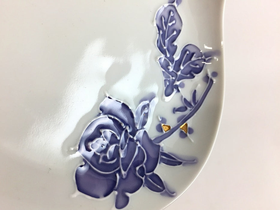 【SALE】バラ　(紫/マロン)　輪花ミニコーヒー碗皿　80cc　有田焼【訳あり】