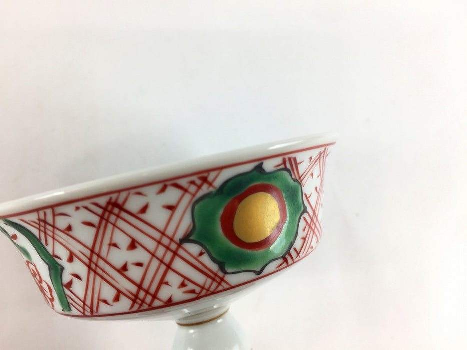 【SALE】文窯高台小付　錦万歴字紋　8cm　有田焼【訳あり】