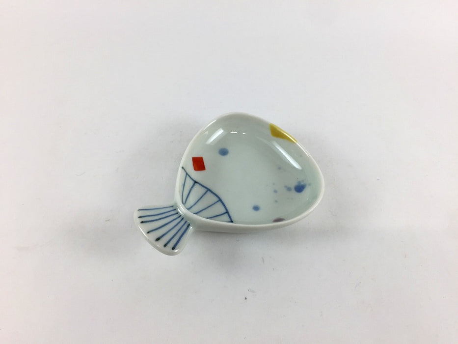 【SALE】染錦うちわ宝袋はし小皿　7cm　有田焼【訳あり】