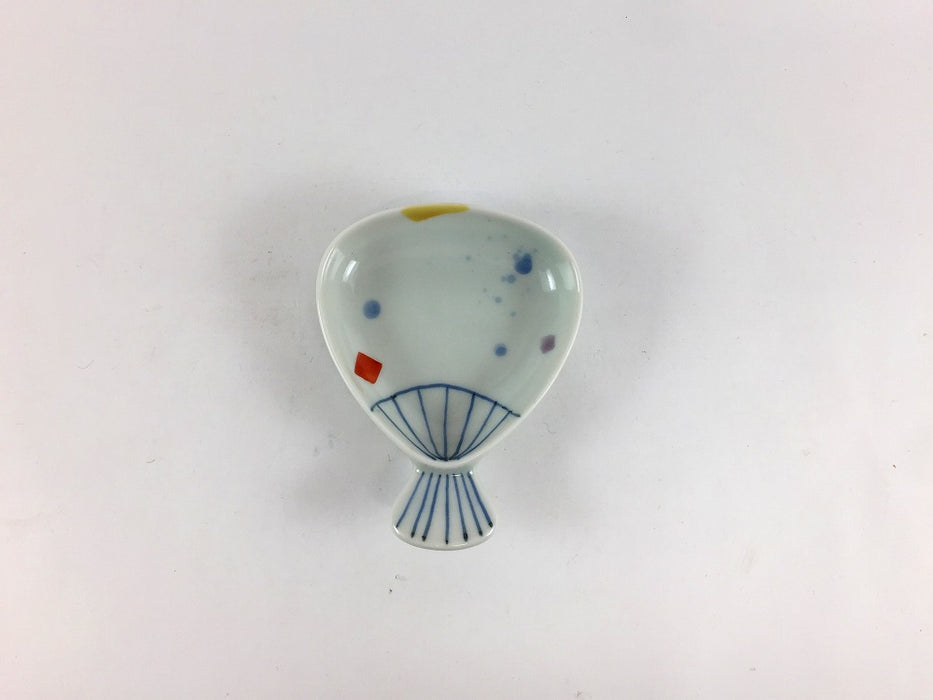 【SALE】染錦うちわ宝袋はし小皿　7cm　有田焼【訳あり】