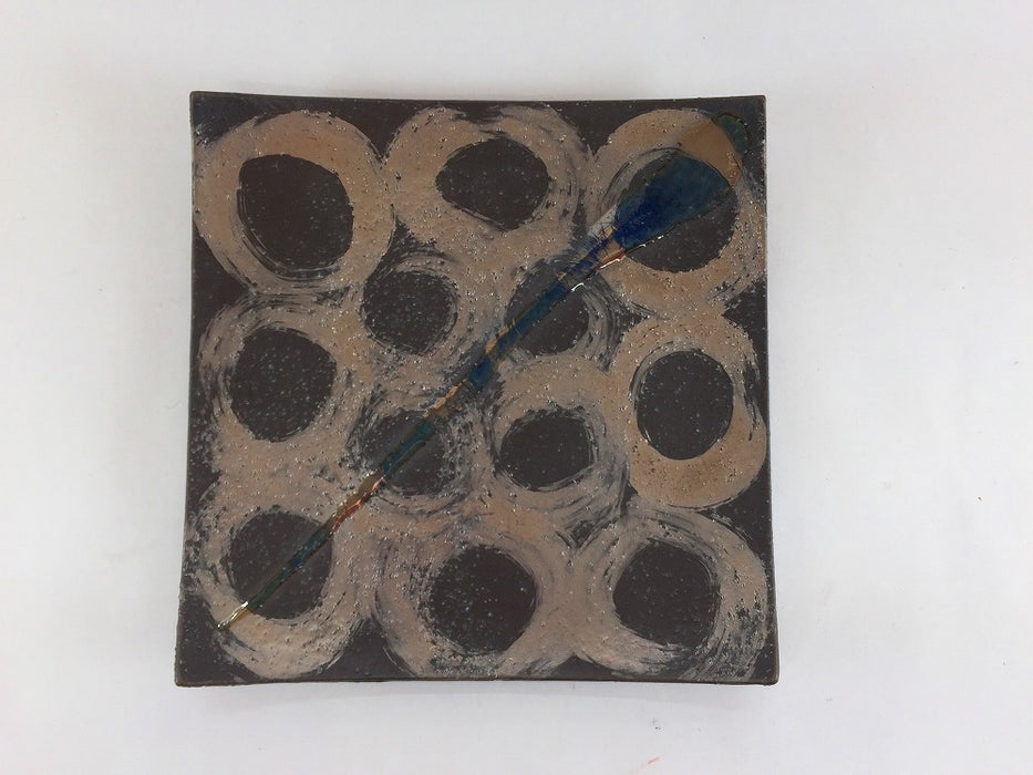 【SALE】黒ザラメ145角皿　銀かのこ　15cm　有田焼【訳あり】