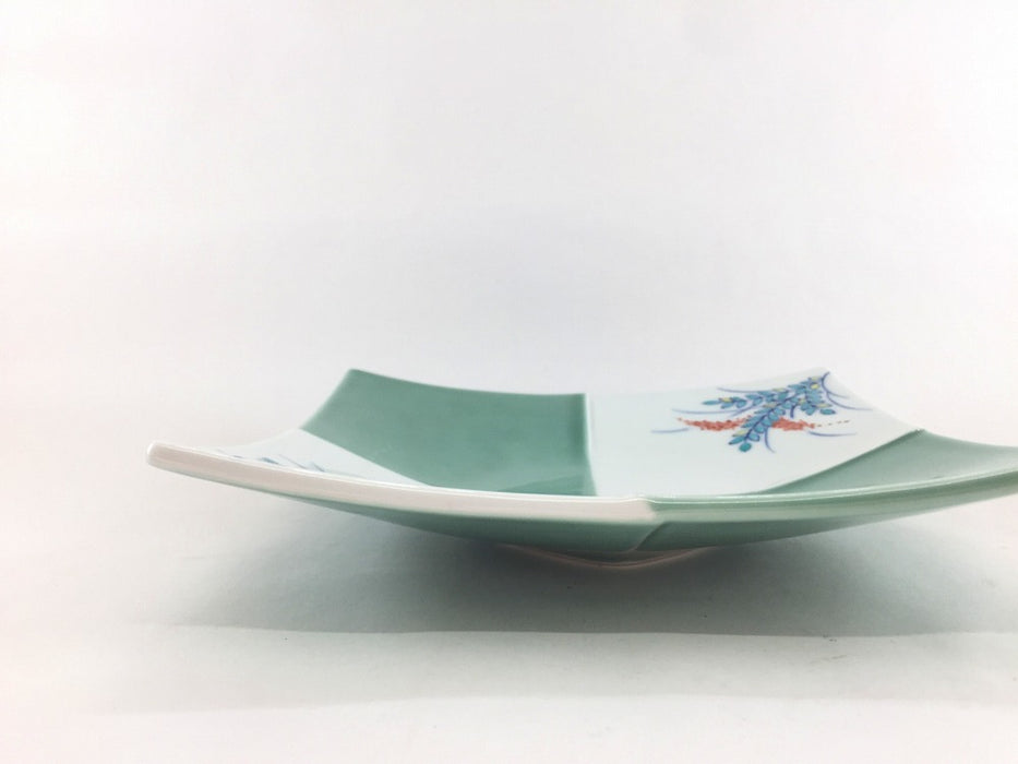 【SALE】青緑釉萩絵　四方折合角皿　18cm　有田焼【訳あり】