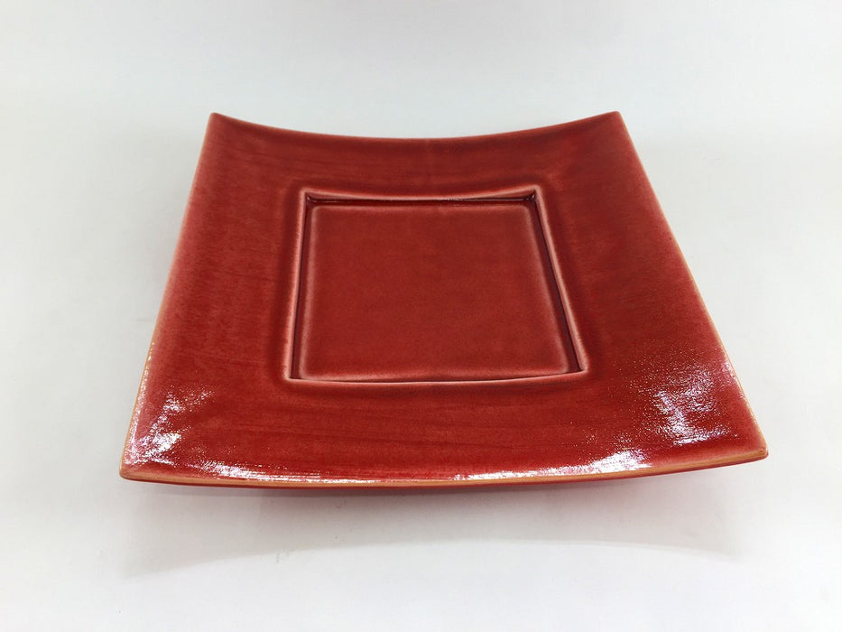 【SALE】赤オリベ　瓦型正角皿(大)　21cm　有田焼【訳あり】