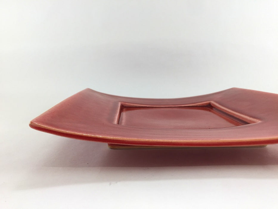 【SALE】赤オリベ　瓦型正角皿(大)　21cm　有田焼【訳あり】