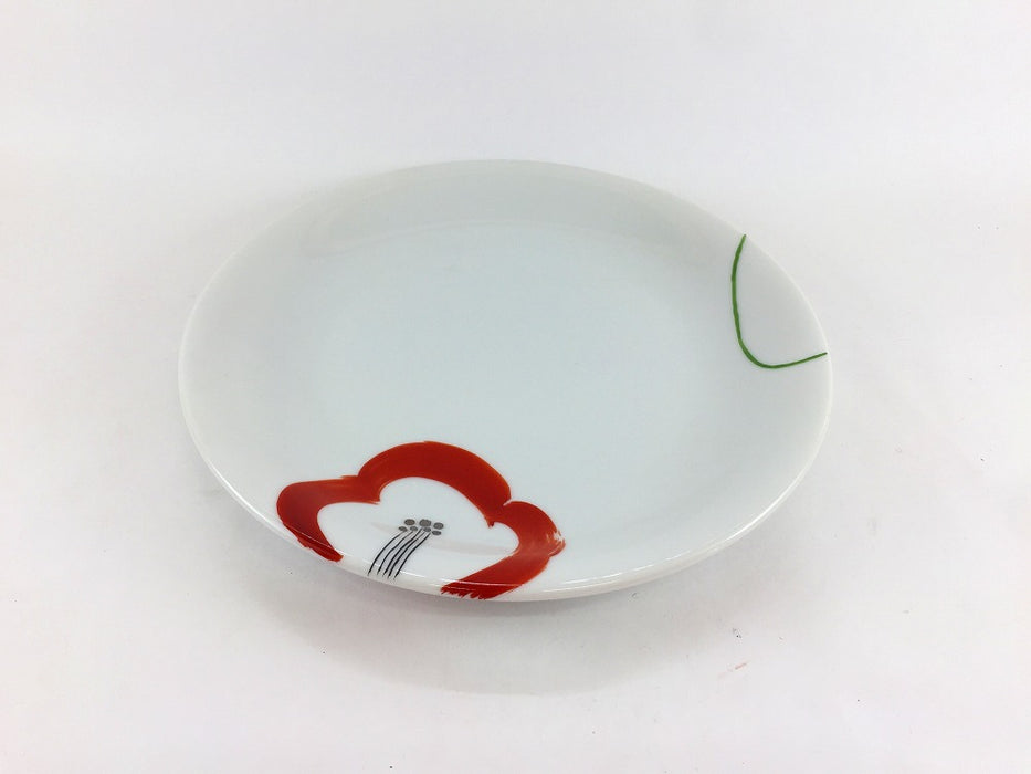 【SALE】赤椿絵　19.5㎝丸皿　有田焼【訳あり】