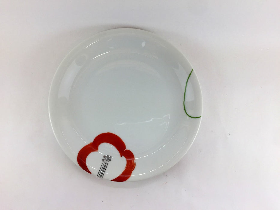 【SALE】赤椿絵　19.5㎝丸皿　有田焼【訳あり】