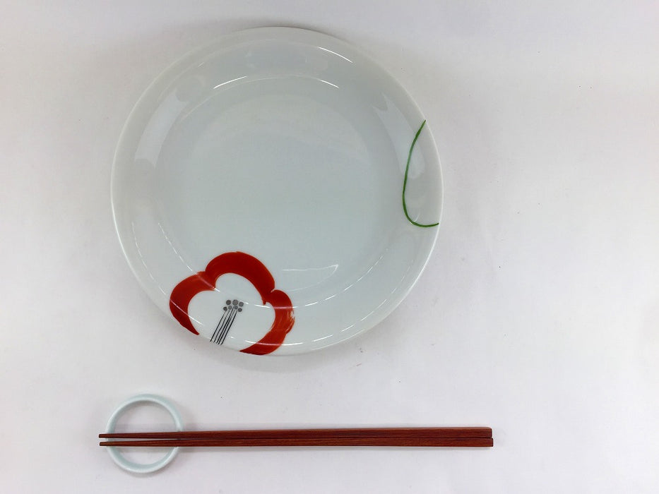 【SALE】赤椿絵　19.5㎝丸皿　有田焼【訳あり】