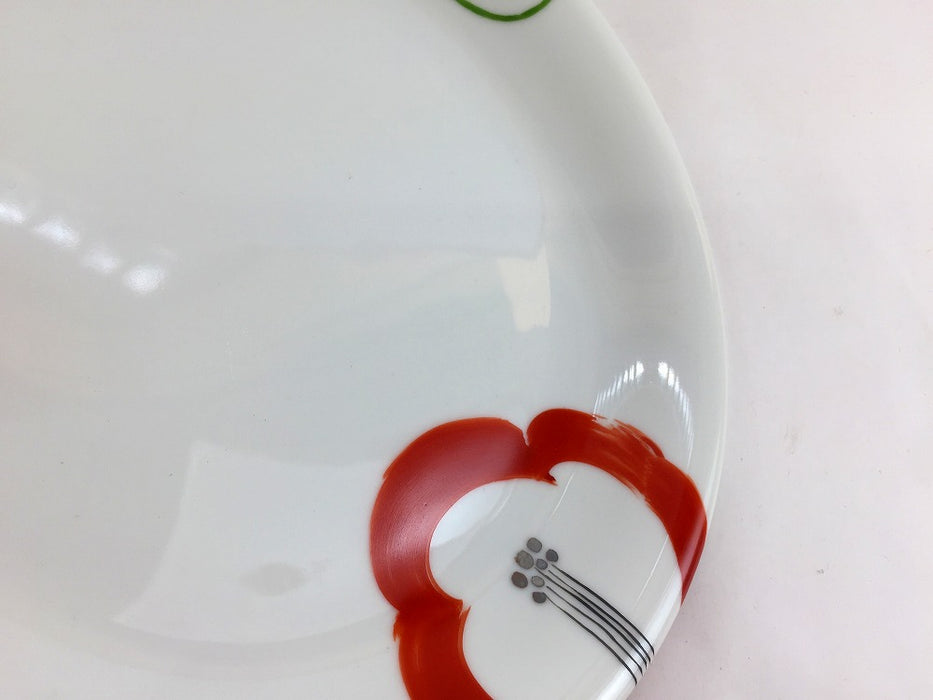 【SALE】赤椿絵　19.5㎝丸皿　有田焼【訳あり】