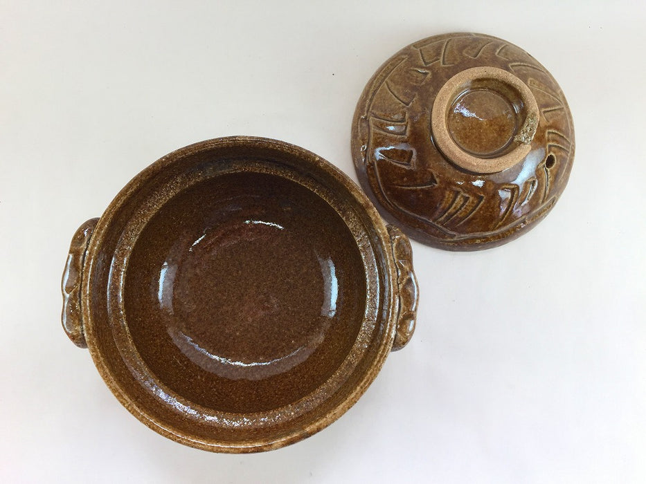 【SALE】アメ釉5.2寸深土鍋　15cm　有田焼【訳あり】