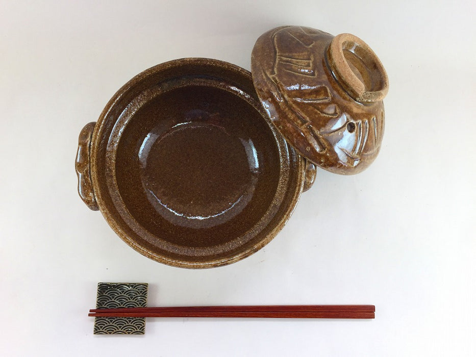 【SALE】アメ釉5.2寸深土鍋　15cm　有田焼【訳あり】