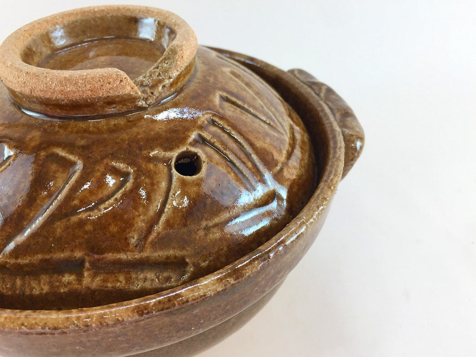 【SALE】アメ釉5.2寸深土鍋　15cm　有田焼【訳あり】